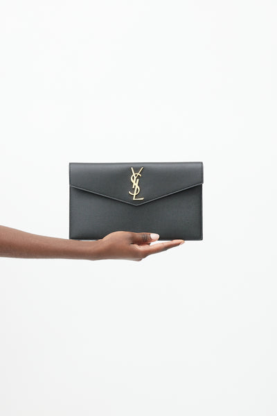 Saint Laurent Uptown Baby YSL Grain Leather Pouch Wallet