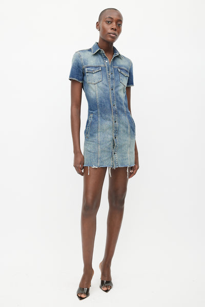 Blue Stonewash Denim Mini Dress