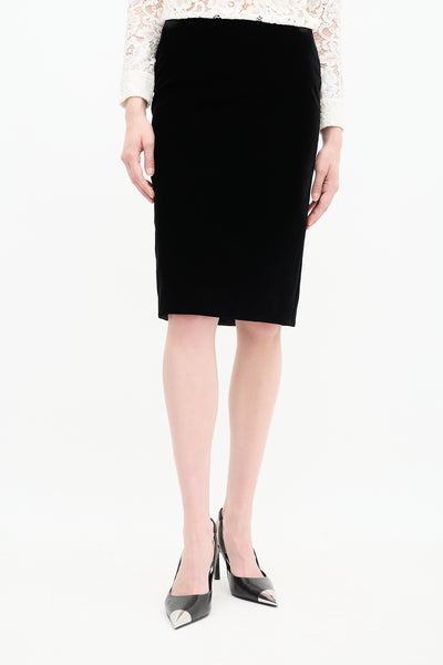 Saint Laurent // Velvet Midi Pencil Skirt – VSP Consignment