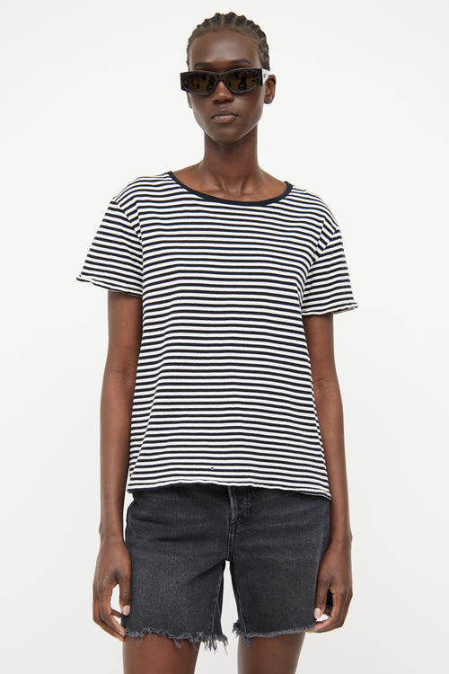 Saint Laurent Black & White Stripe Short Sleeve T-shirt