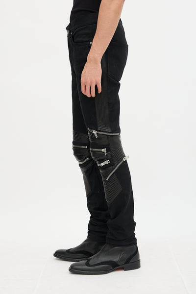 Saint Laurent // Leather Panel D02 Skinny Jeans – VSP Consignment