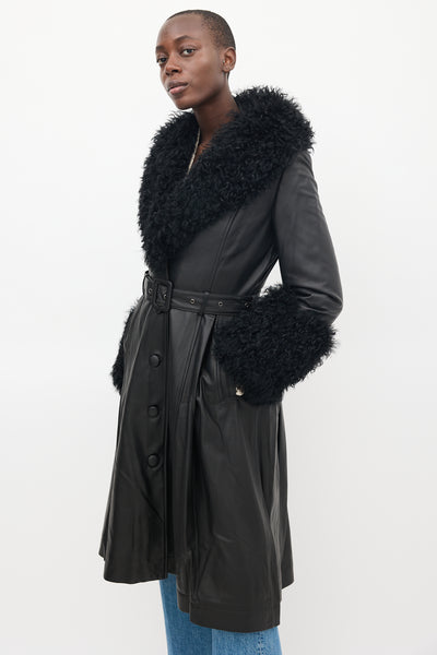 Saks Potts // Black Leather Shearling Coat – VSP Consignment