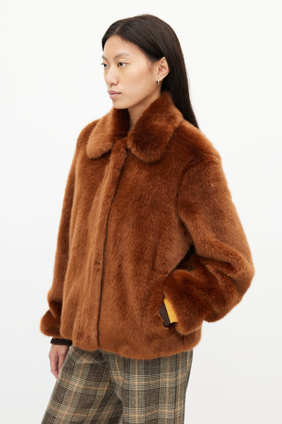 Sandro // Brown Faux Fur Zip Jacket – VSP Consignment