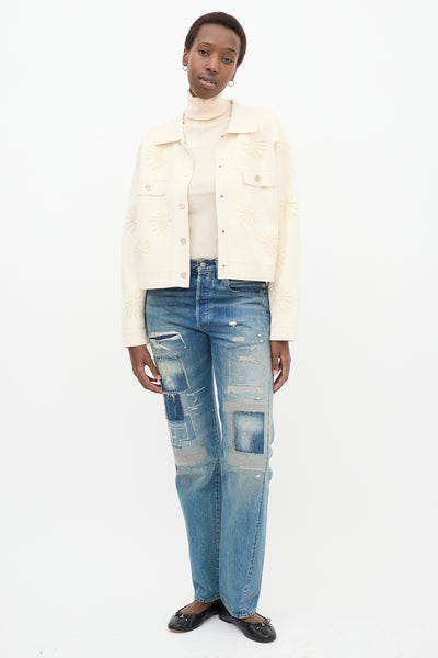 Sandro // Cream Floral Embroidered Jacket – VSP Consignment