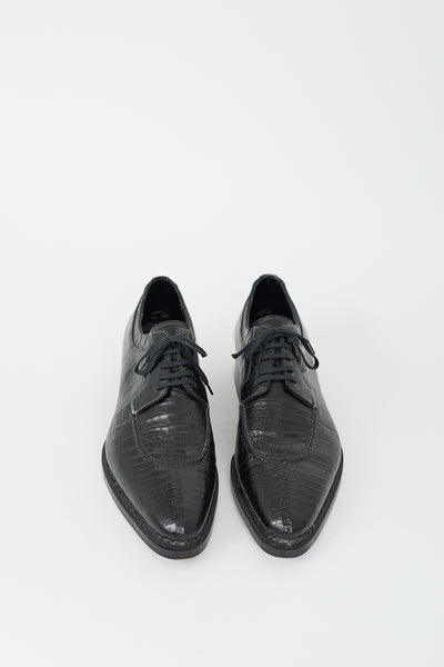 Santoni Shoes Uk Santoni // Black Textured Leather Oxford – VSP