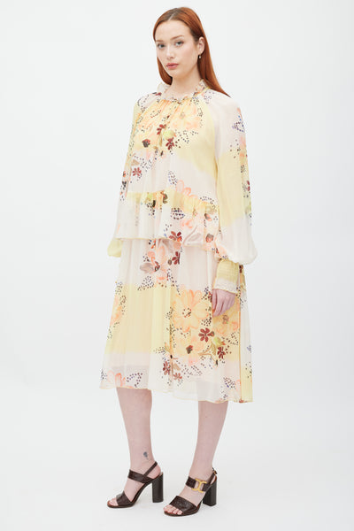 See By Chloé // Cream Yellow Floral Ruffle Layer Dress – VSP