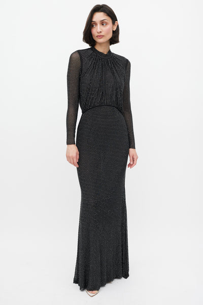 self portrait black rhinestone mesh long sleeve midi dress Self-Portrait // Black Rhinestone Mesh Long Sleeve Maxi Dress – VSP  Consignment