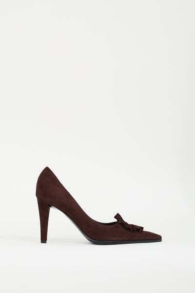 Sergio Rossi // Brown Suede Floral Cutout Pump – VSP Consignment