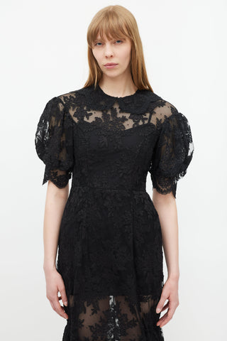 Simone Rocha Black Floral Lace Dress
