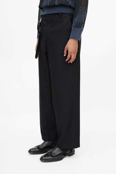 Solid Homme // Black Wool Wide Leg Keychain Trouser – VSP Consignment