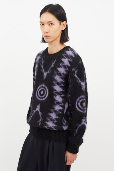 Black & Purple Mohair Knit Sweater