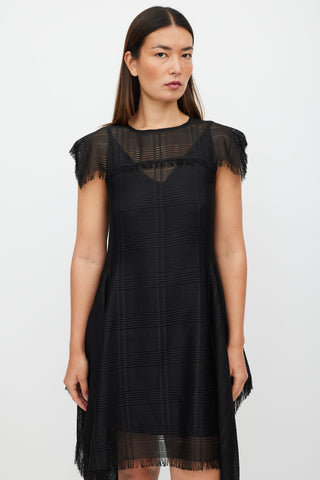Sportmax Black Crocheted Fringe Dress
