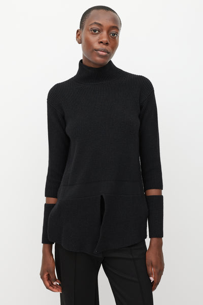 Stella McCartney // Black Split Turtleneck Sweater – VSP Consignment