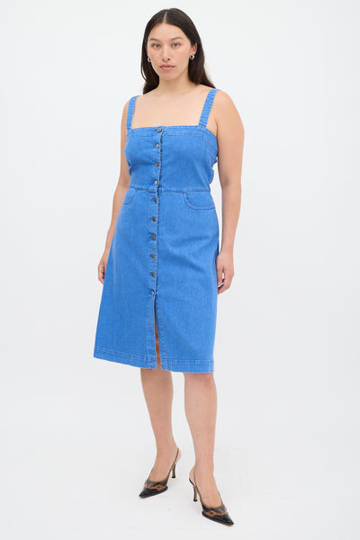 Stella McCartney // Blue Denim Button Up Midi Dress  VSP Consignment