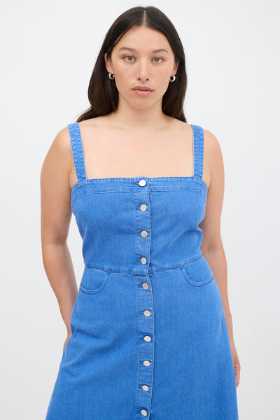 Stella McCartney // Blue Denim Button Up Midi Dress VSP Consignment Stella McCartney // Blue Denim Button Up Midi Dress VSP Consignment