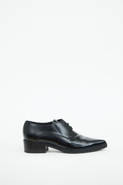Stella McCartney // Black Patent Pointed Toe Derby – VSP Consignment