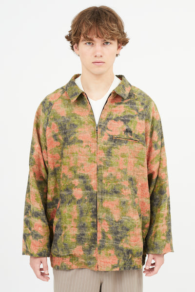 Stüssy // Green & Red Linen Coach Jacket – VSP Consignment