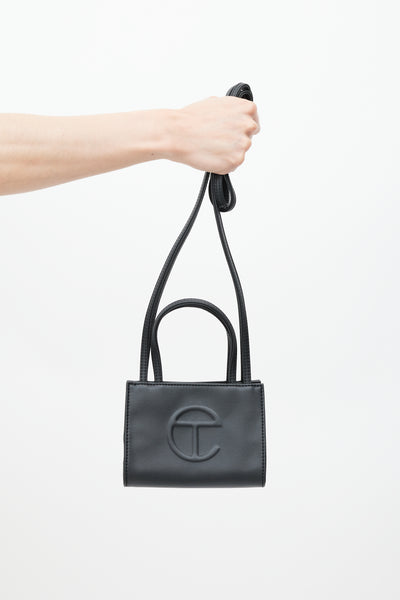 telfar small black shopping bag