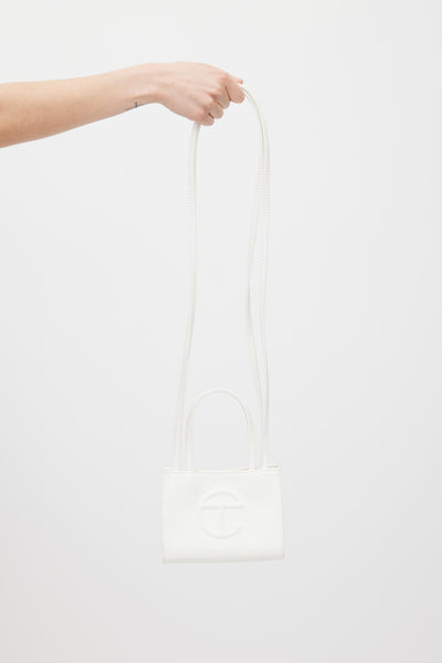 ショルダーバッグ Telfar Shopping Bag White Small Telfar Shopping Bag Small White in Vegan Leather with Silver-tone - US
