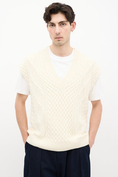 The Frankie Shop // Cream Wool Cable Knit Vest – VSP Consignment