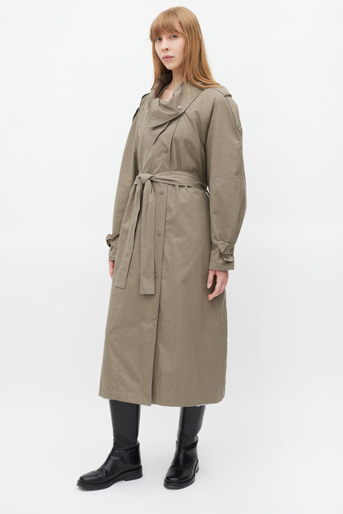 The Frankie Shop Green Double Breasted Trench Coat