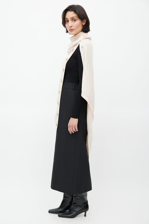 The Row Beige Wool Button Cape