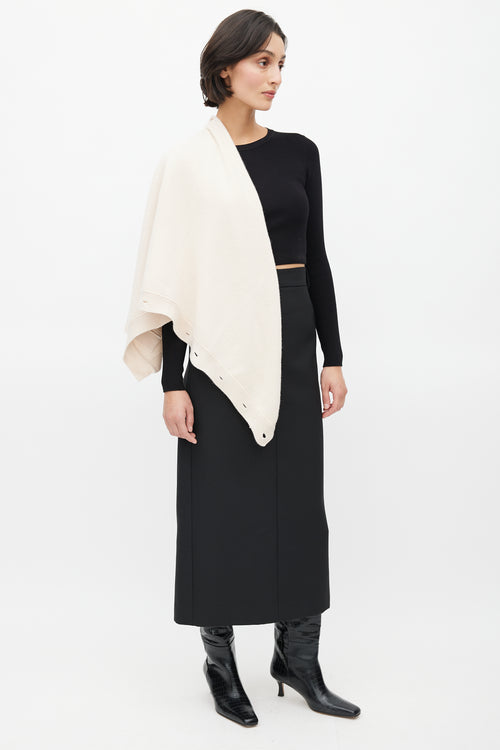 The Row Beige Wool Button Cape
