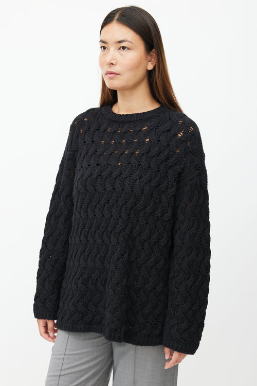 The Row Black Cableknit Cashmere Sweater