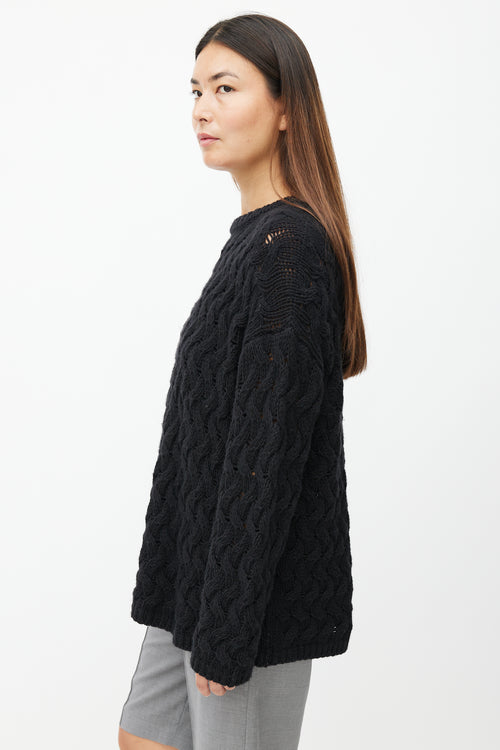 The Row Black Cableknit Cashmere Sweater