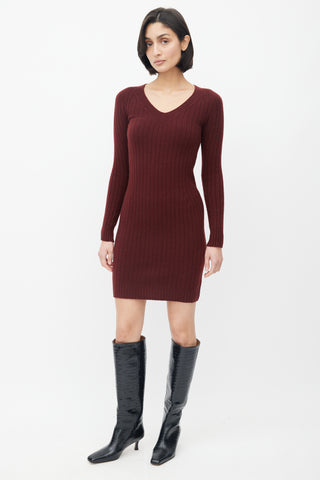 The Row Burgundy Ribbed Knit Sweater Dress VSP Consignment