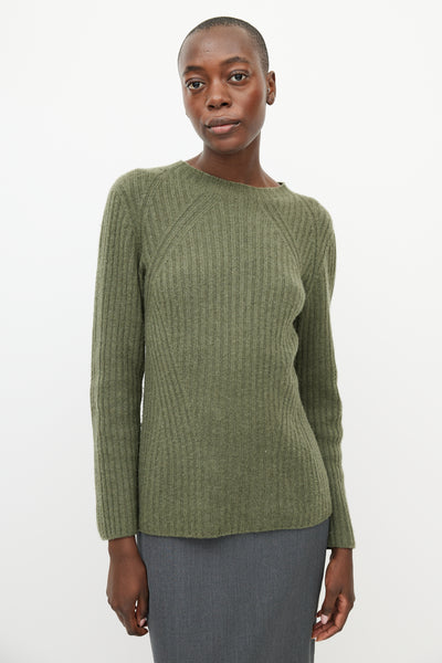 The Row // Green Cashmere Ribbed Knit Sweater – VSP Consignment