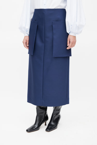 The Row // Navy Jenna Wool Skirt – VSP Consignment