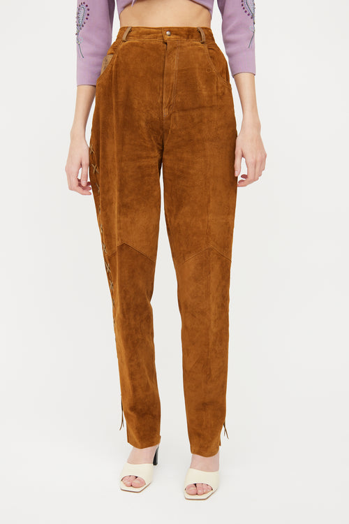 VSP Archive Brown Suede Lace-Up Pant