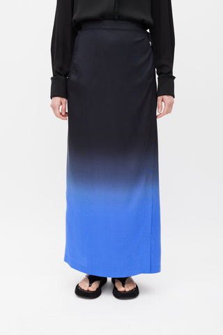 The Row Black & Blue Silk Ombre Olina Skirt