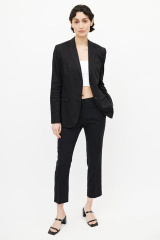 Theory // Black Linen Blazer & Pant Suit – VSP Consignment