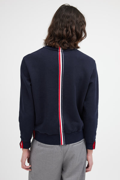 Thom Browne // Navy Cotton Milano Crewneck Sweater – VSP