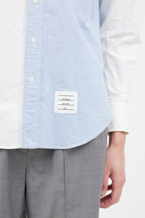 Thom Browne White & Blue Oxford Long Sleeve Shirt