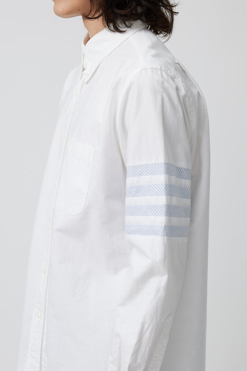 Thom Browne White Oxford Stripe 4-Bar Shirt