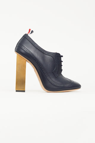 Thom Browne Navy Leather Ankle Pump Boot