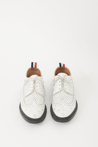 Thom Browne White Leather Perforated Longwing Brogue