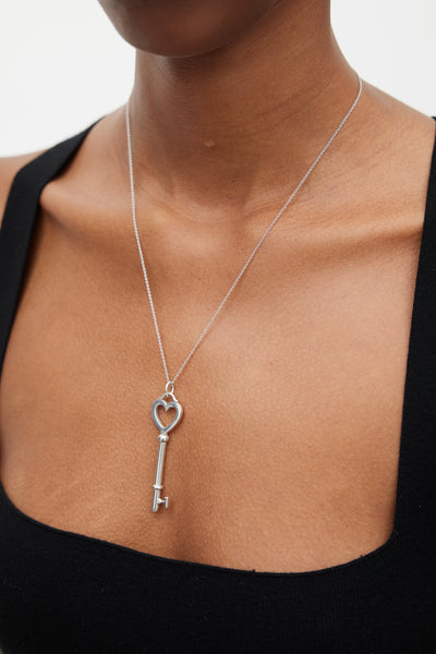 Tiffany // Silver Heart Key Necklace – VSP Consignment