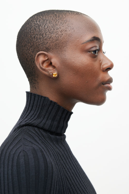 Tiffany & Co. 18K Gold & Yellow Amethyst Stud Earring