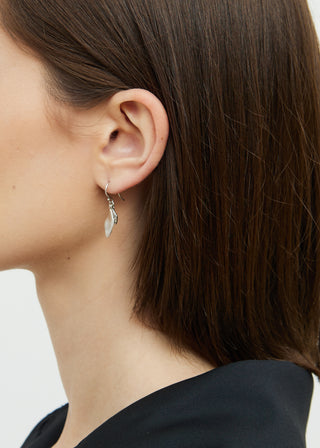 Fine Jewelry 18K White Gold Diamond Dangle Leaf Earrings