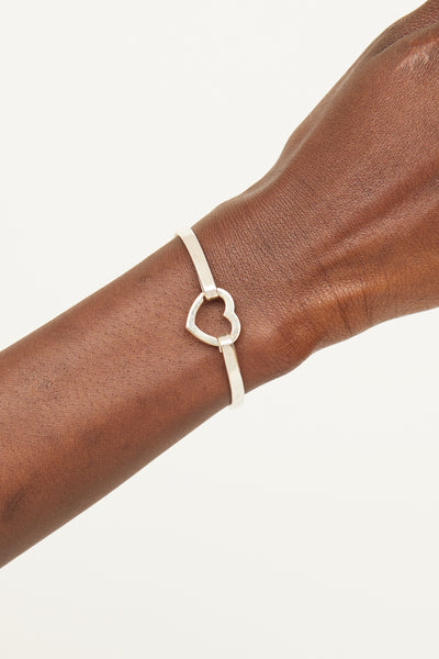 Tiffany // Sterling Silver Yellow Gold Open Heart Bangle