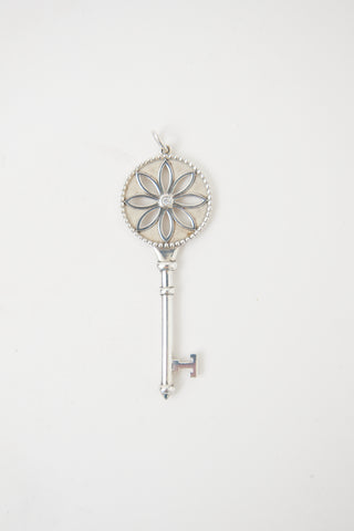 Tiffany & Co. Sterling Silver Diamond Daisy Key Pendant