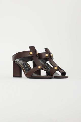 Tom Ford Brown & Gold Leather Sandal