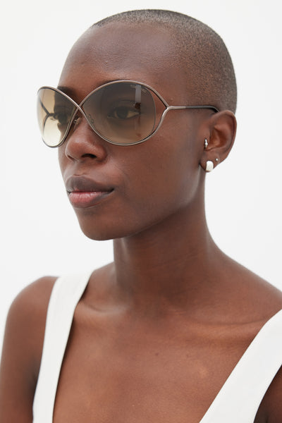 小物 TOM FORD miranda TF130 Tom Ford // Silver & Brown Round TF130 Miranda Sunglasses – VSP