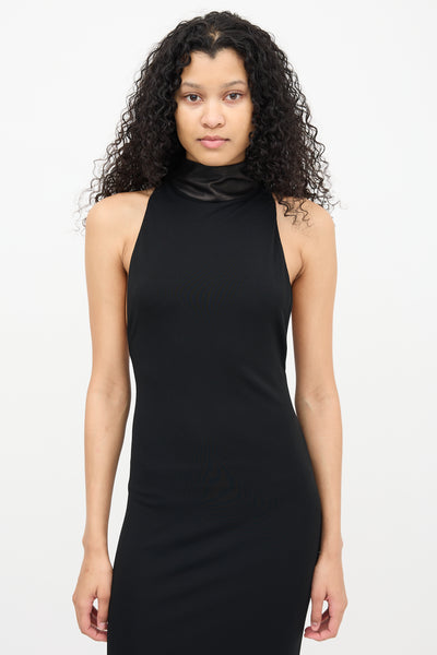 chinese dress ladies Tom Ford // Black Leather Detail Dress – VSP Consignment