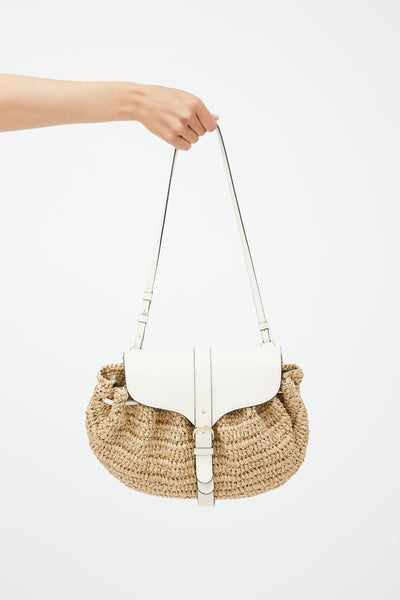 Ulla Johnson // Beige & Cream Raffia Paloma Ruched Bag – VSP