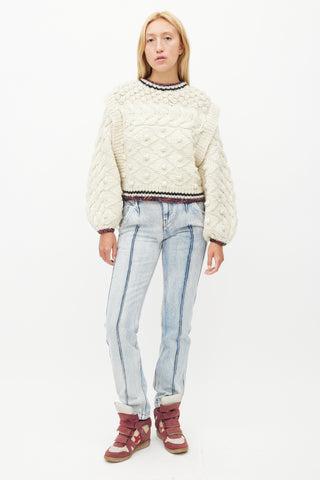 Ulla Johnson Cream & Multicolour Metallic Wool Knit Sweater